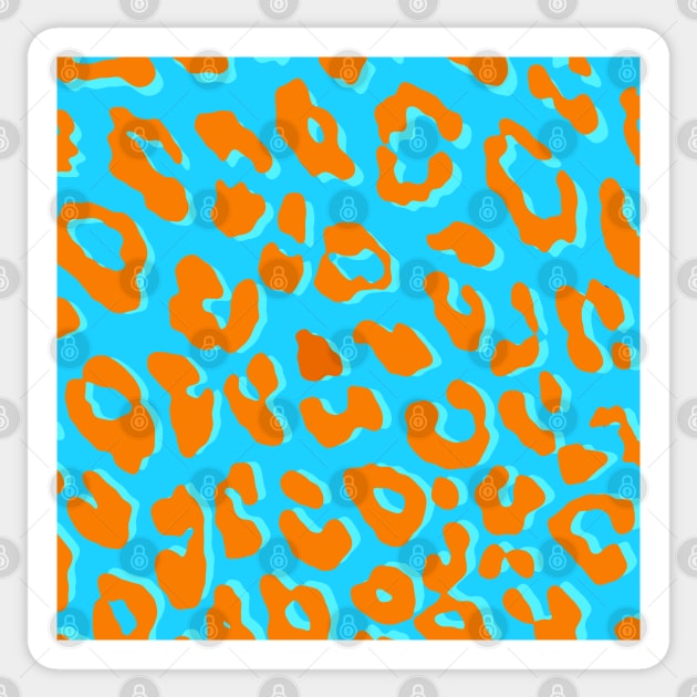 Leopard Print Orange Blue Sticker by BlakCircleGirl